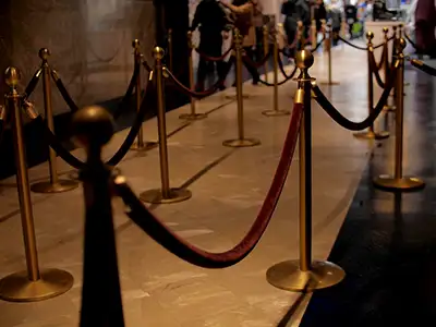 Red Carpet, Stanchions with Red Ropes Red Carpet, Stanchions with Red Ropes